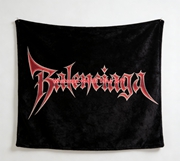 Balenciaga Gothic Logo Print Flannel Throw Blanket BA244
